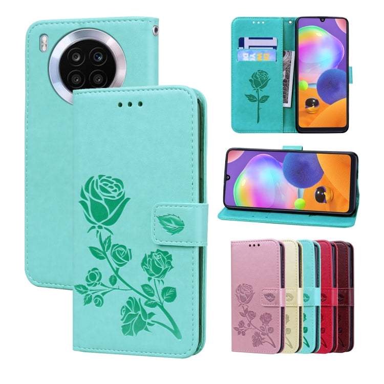 For Huawei nova 8i Rose Embossed Leather Phone Case