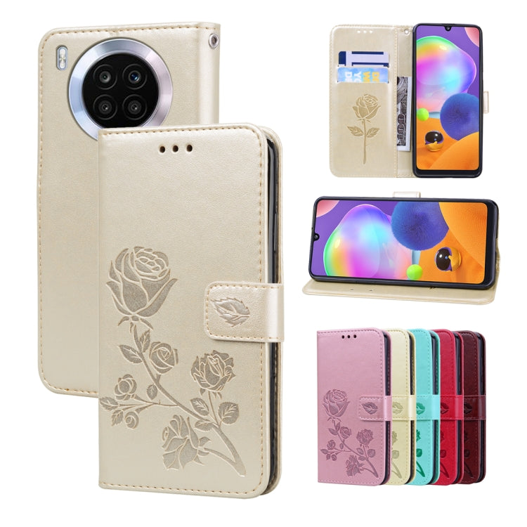 For Huawei nova 8i Rose Embossed Leather Phone Case