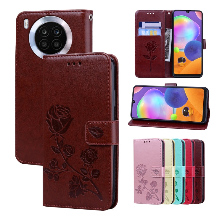For Huawei nova 8i Rose Embossed Leather Phone Case