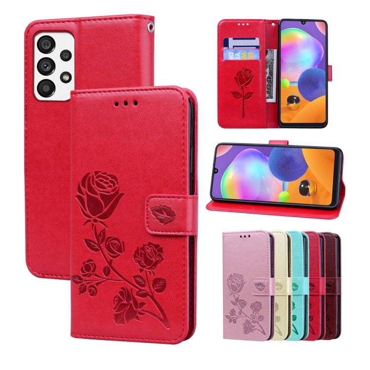 For Samsung Galaxy A13 4G Rose Embossed Leather Phone Case