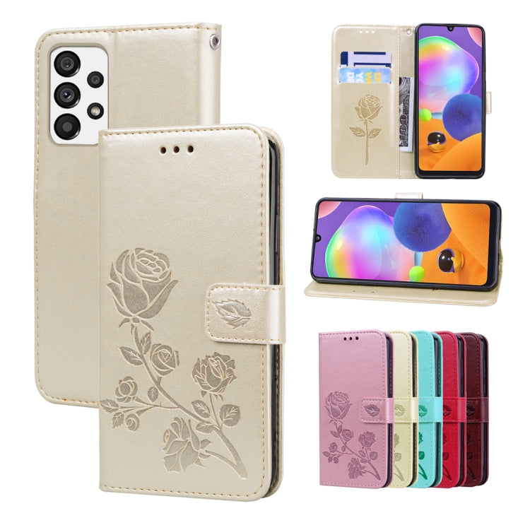 For Samsung Galaxy A13 4G Rose Embossed Leather Phone Case