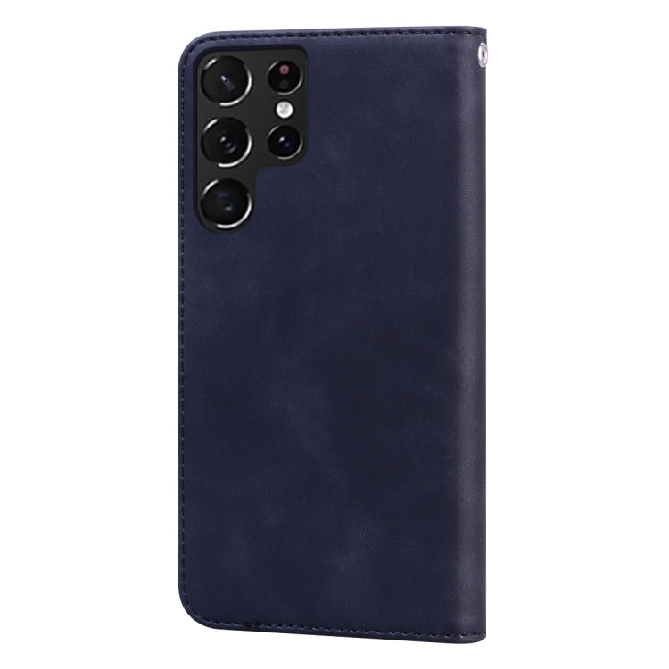 For Samsung Galaxy S22 Ultra 5G Frosted Business Magnetic Flip Leather Phone Case