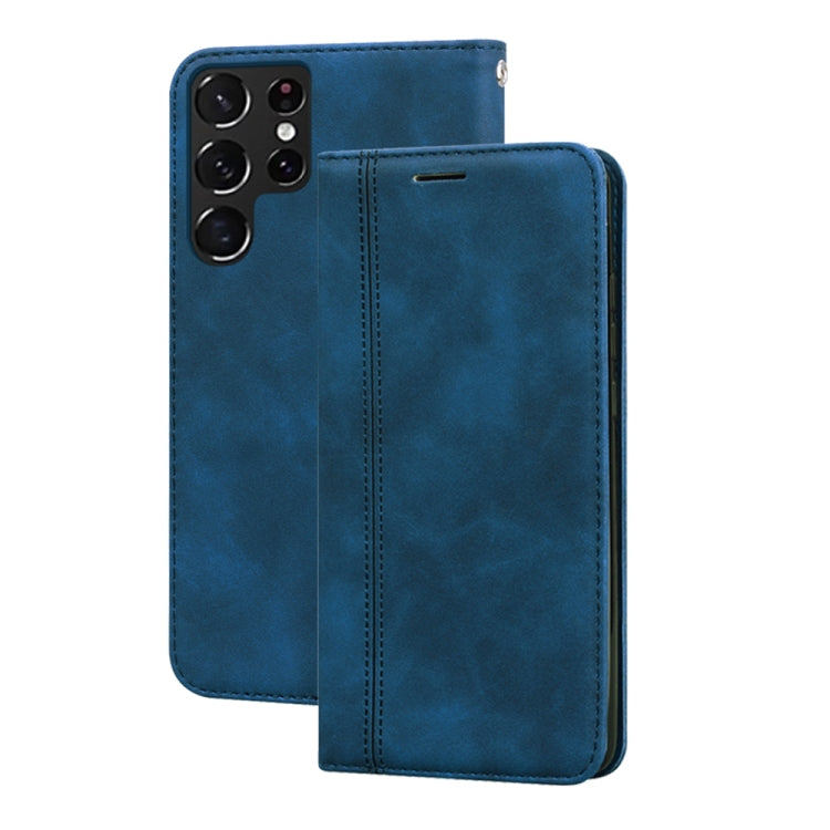 For Samsung Galaxy S22 Ultra 5G Frosted Business Magnetic Flip Leather Phone Case