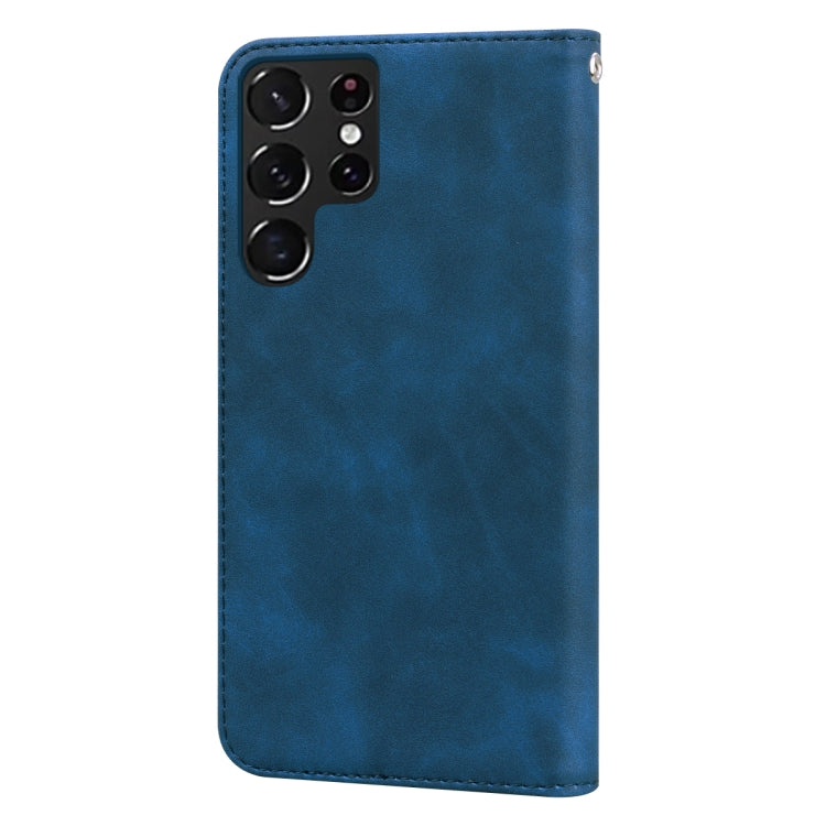 For Samsung Galaxy S22 Ultra 5G Frosted Business Magnetic Flip Leather Phone Case