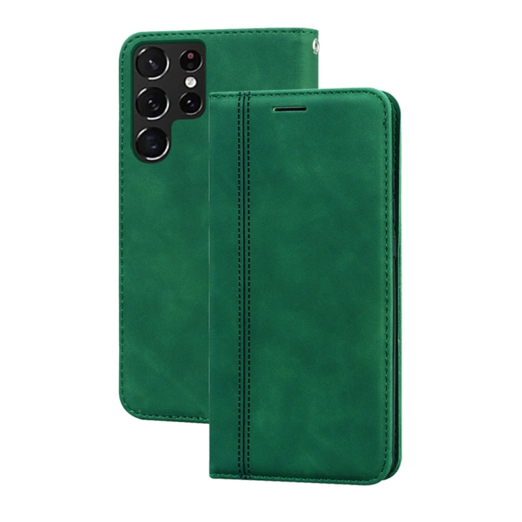 For Samsung Galaxy S22 Ultra 5G Frosted Business Magnetic Flip Leather Phone Case