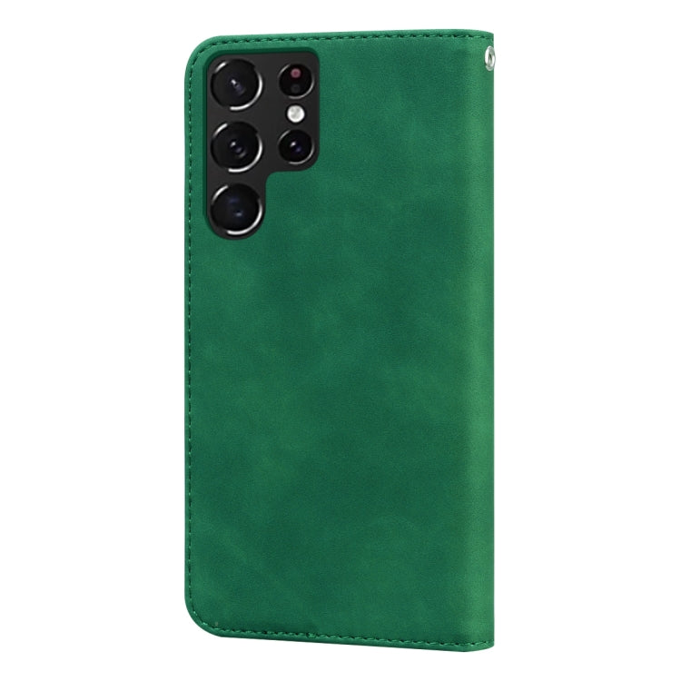 For Samsung Galaxy S22 Ultra 5G Frosted Business Magnetic Flip Leather Phone Case