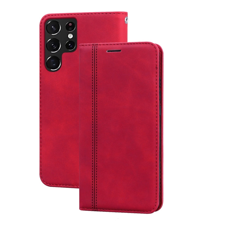For Samsung Galaxy S22 Ultra 5G Frosted Business Magnetic Flip Leather Phone Case
