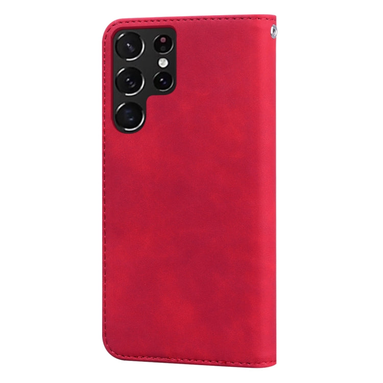 For Samsung Galaxy S22 Ultra 5G Frosted Business Magnetic Flip Leather Phone Case