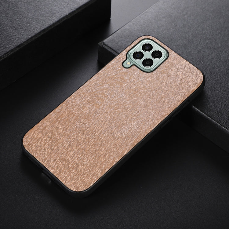 For Samsung Galaxy M33 5G Wood Texture PU Phone Case