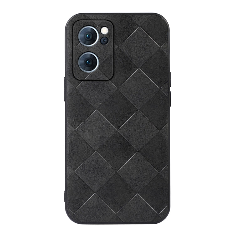 For OPPO Reno7 5G Chinese Version Weave Plaid PU Phone Case