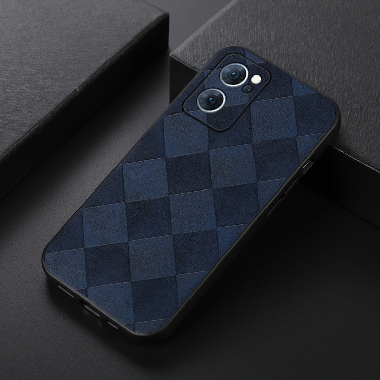For OPPO Reno7 5G Chinese Version Weave Plaid PU Phone Case