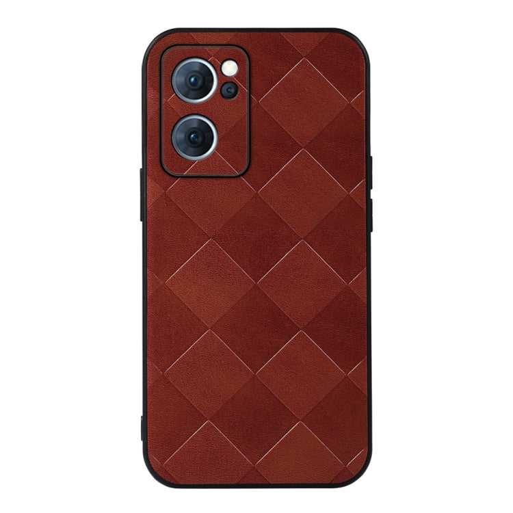 For OPPO Reno7 5G Chinese Version Weave Plaid PU Phone Case