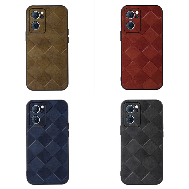 For OPPO Reno7 5G Chinese Version Weave Plaid PU Phone Case