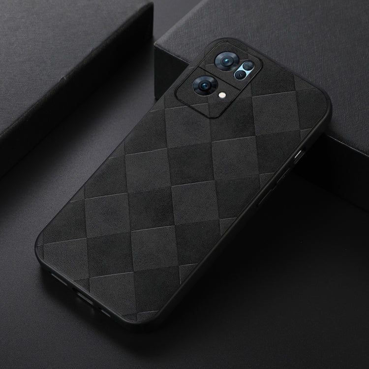 For OPPO Reno7 Pro Weave Plaid PU Phone Case