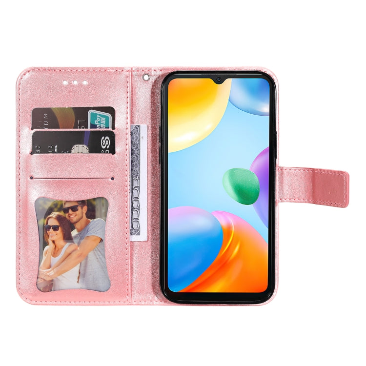 For Xiaomi Redmi 10C 4G/Redmi 10 India 7-petal Flowers Embossed Flip Leather Phone Case