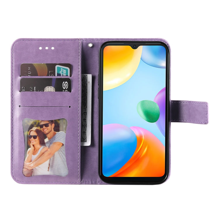 For Xiaomi Redmi 10C 4G/Redmi 10 India 7-petal Flowers Embossed Flip Leather Phone Case