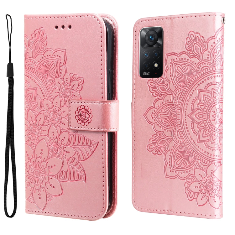 For Xiaomi Redmi Note 11 Pro 4G Global/Redmi Note 11 Pro 5G Global/Redmi Note 11E Pro 7-petal Flowers Embossed Flip Leather Phone Case