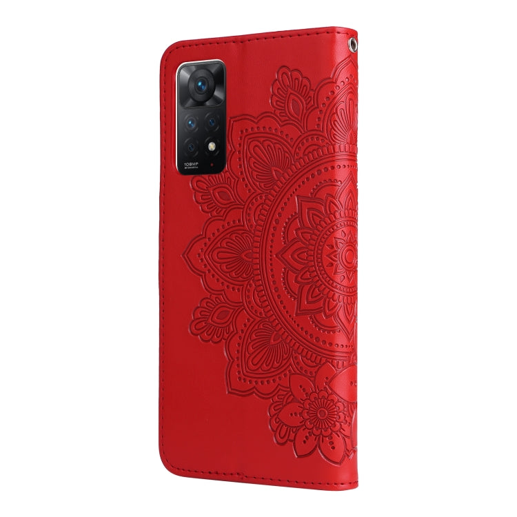 For Xiaomi Redmi Note 11 Pro 4G Global/Redmi Note 11 Pro 5G Global/Redmi Note 11E Pro 7-petal Flowers Embossed Flip Leather Phone Case