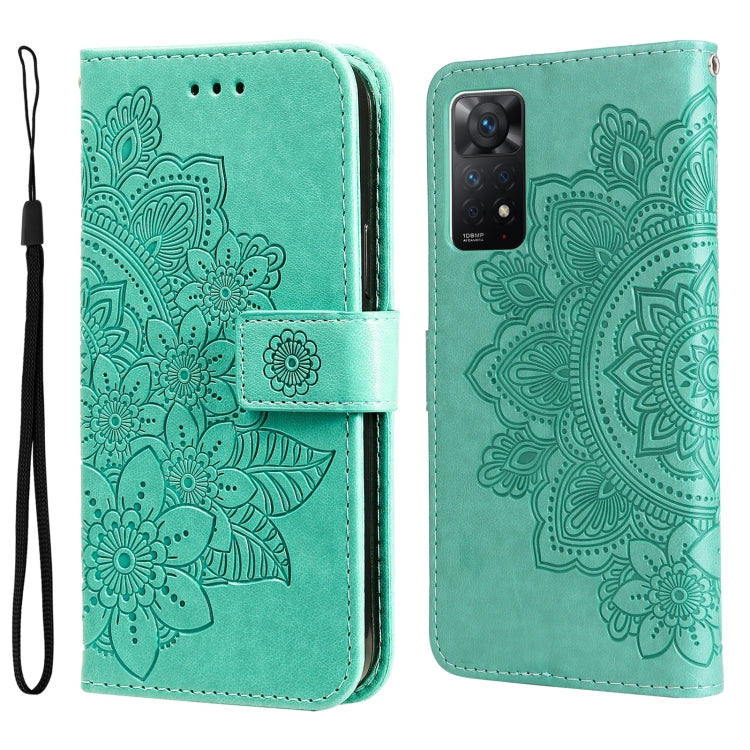 For Xiaomi Redmi Note 11 Pro 4G Global/Redmi Note 11 Pro 5G Global/Redmi Note 11E Pro 7-petal Flowers Embossed Flip Leather Phone Case