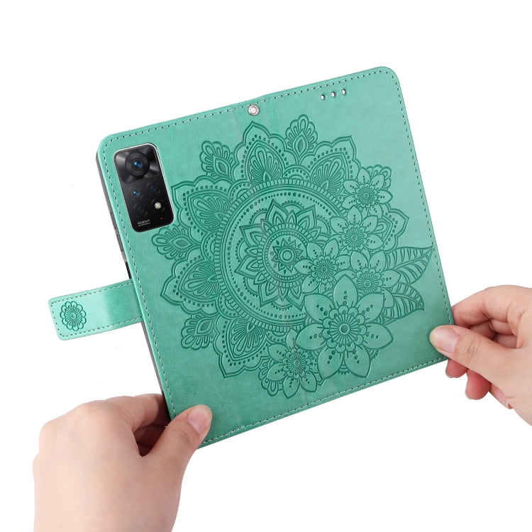 For Xiaomi Redmi Note 11 Pro 4G Global/Redmi Note 11 Pro 5G Global/Redmi Note 11E Pro 7-petal Flowers Embossed Flip Leather Phone Case