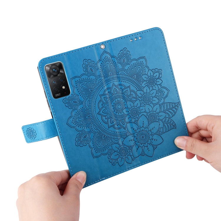 For Xiaomi Redmi Note 11 Pro 4G Global/Redmi Note 11 Pro 5G Global/Redmi Note 11E Pro 7-petal Flowers Embossed Flip Leather Phone Case