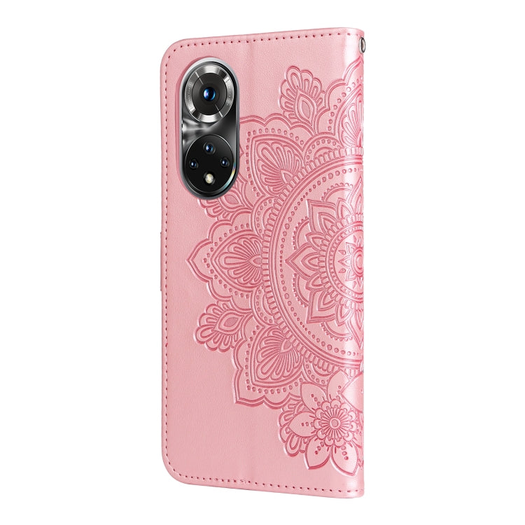 For Huawei Nova 9 Pro/Honor 50 Pro 7-petal Flowers Embossed Flip Leather Phone Case
