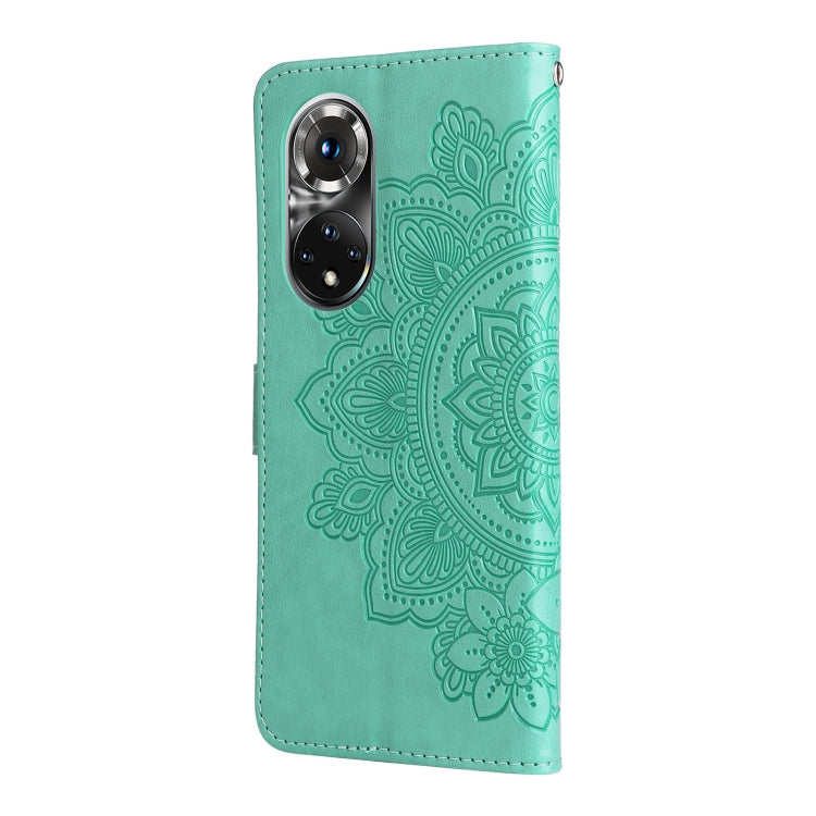For Huawei Nova 9 Pro/Honor 50 Pro 7-petal Flowers Embossed Flip Leather Phone Case