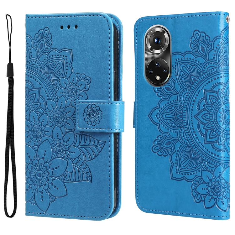 For Huawei Nova 9 Pro/Honor 50 Pro 7-petal Flowers Embossed Flip Leather Phone Case