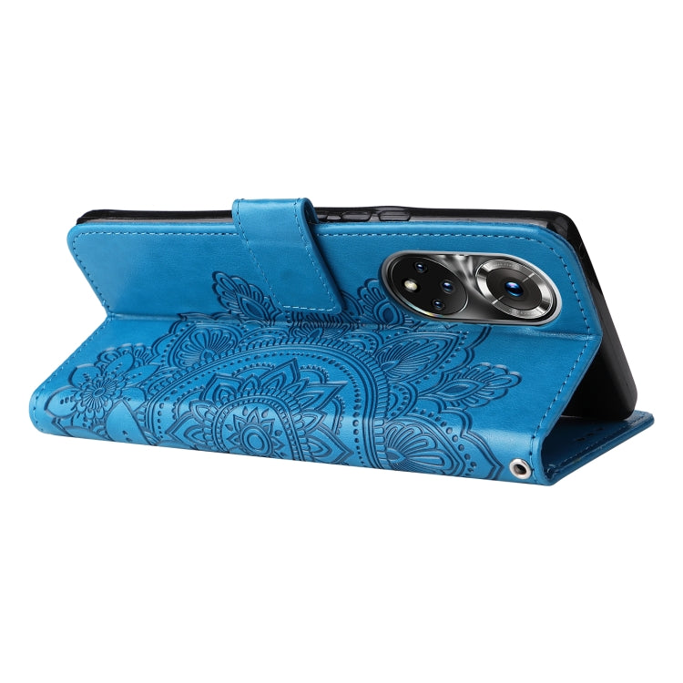 For Huawei Nova 9 Pro/Honor 50 Pro 7-petal Flowers Embossed Flip Leather Phone Case