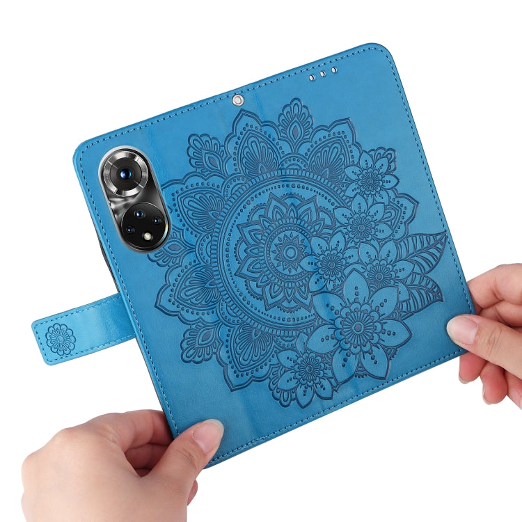 For Huawei Nova 9 Pro/Honor 50 Pro 7-petal Flowers Embossed Flip Leather Phone Case