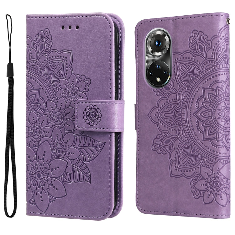 For Huawei Nova 9 Pro/Honor 50 Pro 7-petal Flowers Embossed Flip Leather Phone Case