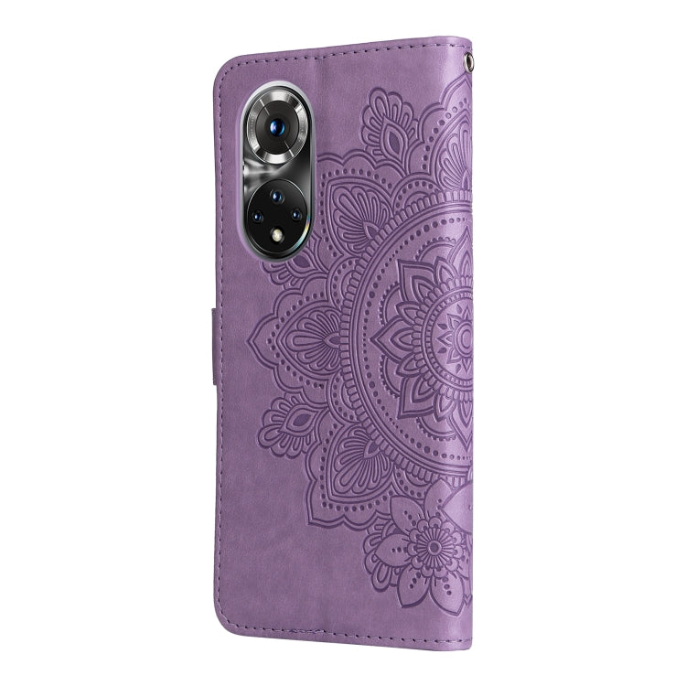 For Huawei Nova 9 Pro/Honor 50 Pro 7-petal Flowers Embossed Flip Leather Phone Case