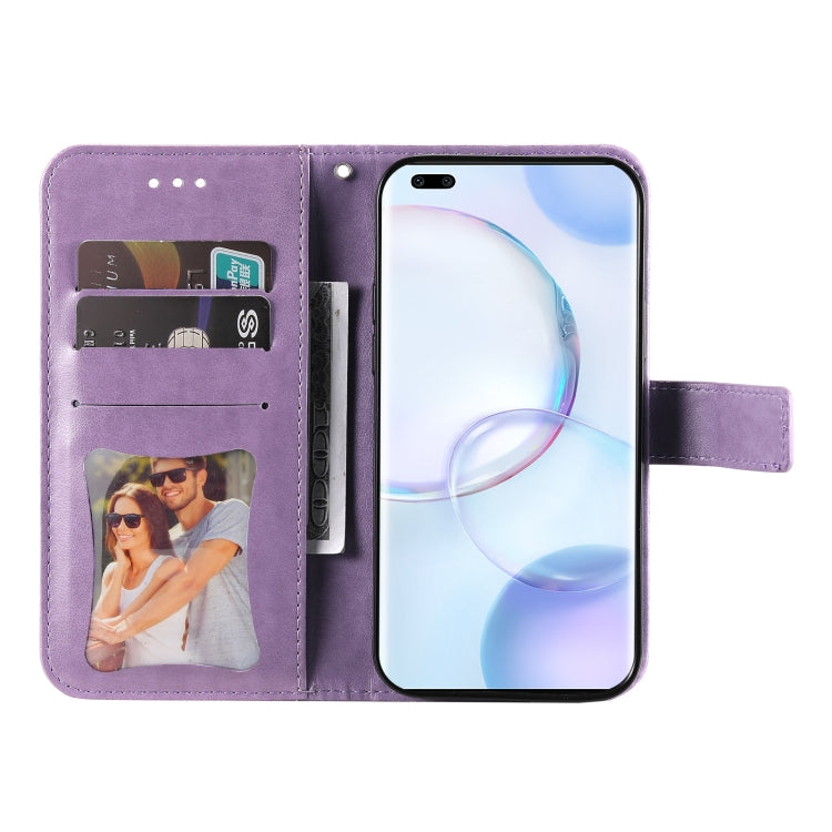 For Huawei Nova 9 Pro/Honor 50 Pro 7-petal Flowers Embossed Flip Leather Phone Case