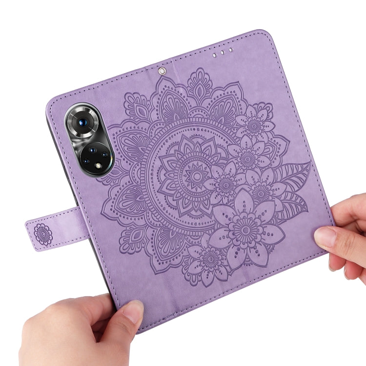 For Huawei Nova 9 Pro/Honor 50 Pro 7-petal Flowers Embossed Flip Leather Phone Case