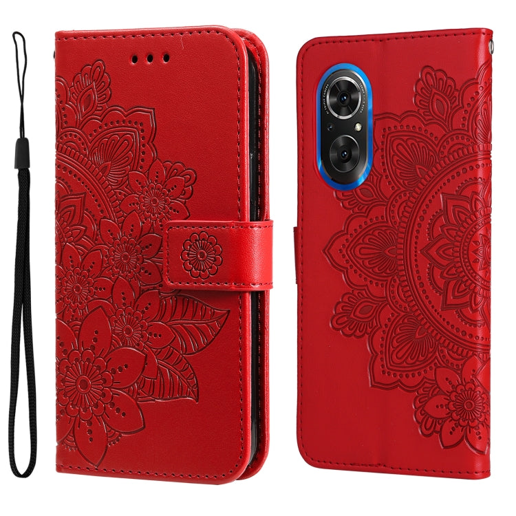 For Huawei Nova 9 SE/Honor 50 SE 7-petal Flowers Embossed Flip Leather Phone Case