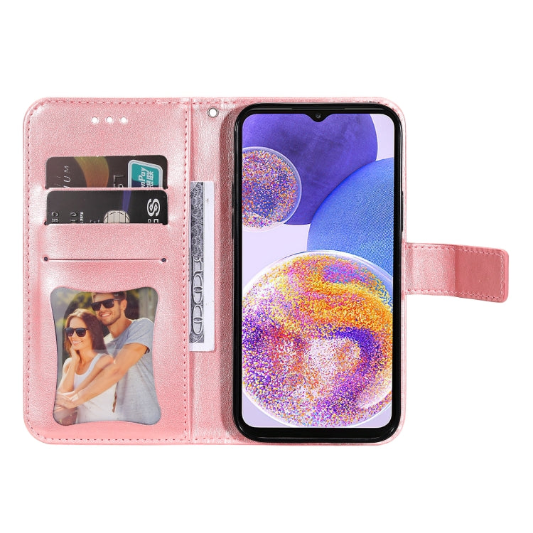 For Samsung Galaxy A23/M23/F23 7-petal Flowers Embossed Flip Leather Phone Case