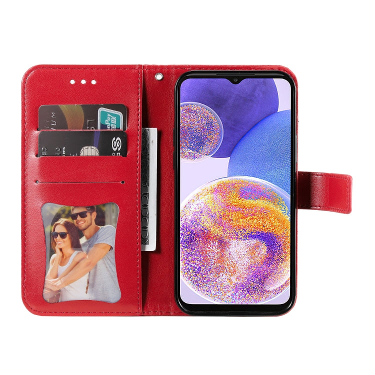 For Samsung Galaxy A23/M23/F23 7-petal Flowers Embossed Flip Leather Phone Case