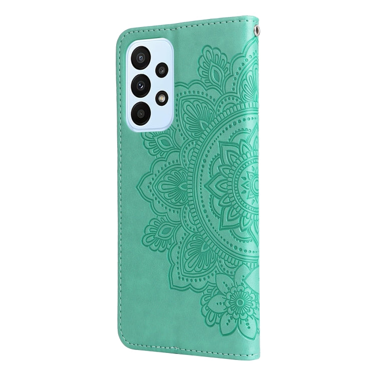 For Samsung Galaxy A23/M23/F23 7-petal Flowers Embossed Flip Leather Phone Case