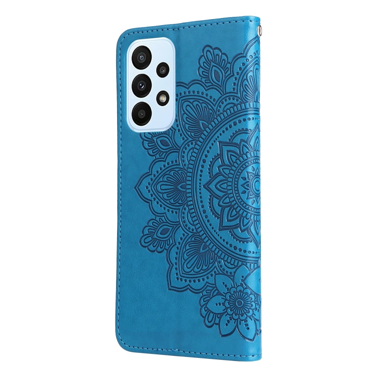 For Samsung Galaxy A23/M23/F23 7-petal Flowers Embossed Flip Leather Phone Case