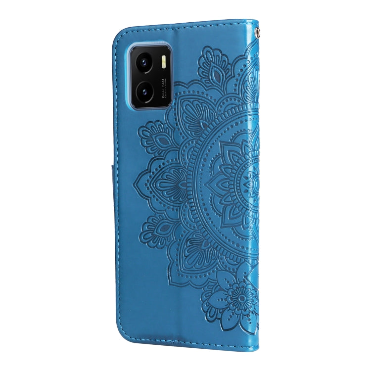 For vivo Y15S 2021/Y15A 7-petal Flowers Embossed Flip Leather Phone Case