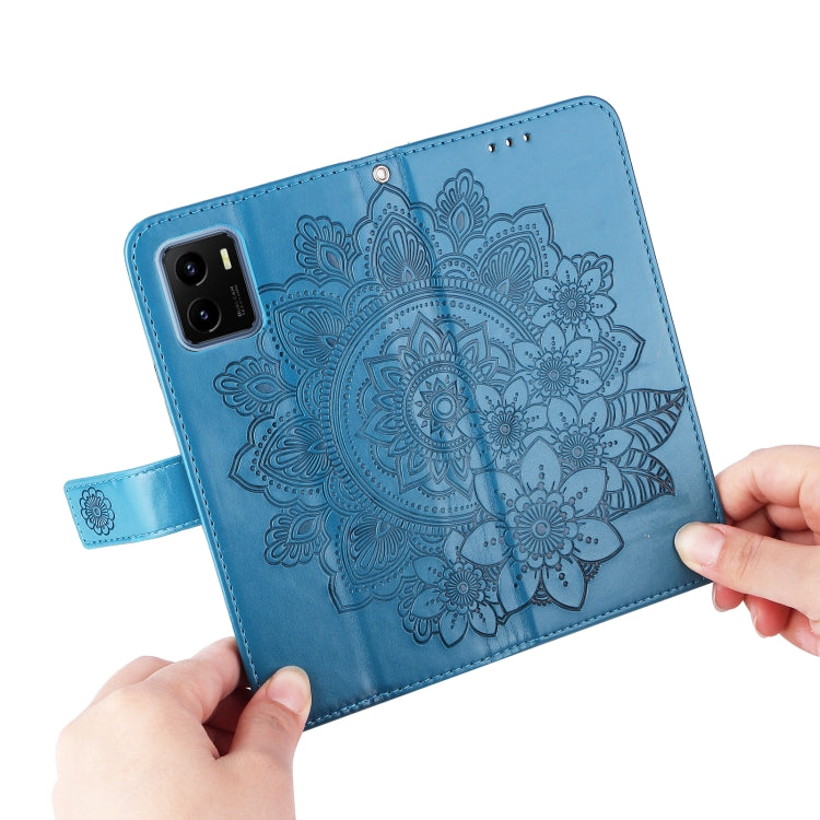 For vivo Y15S 2021/Y15A 7-petal Flowers Embossed Flip Leather Phone Case