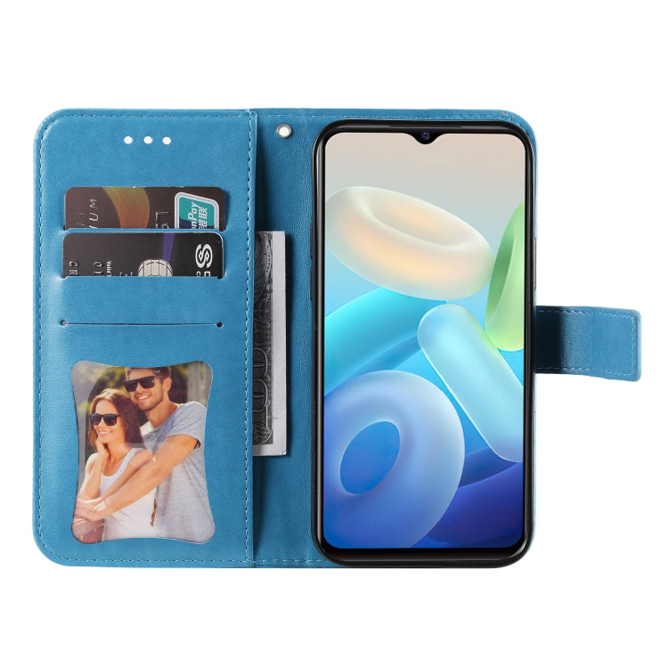 For vivo Y55 5G/Y75 5G/T1 5G 7-petal Flowers Embossed Flip Leather Phone Case