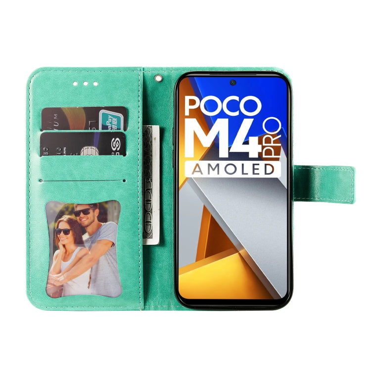 For Xiaomi Poco M4 Pro 4G 7-petal Flowers Embossed Flip Leather Phone Case