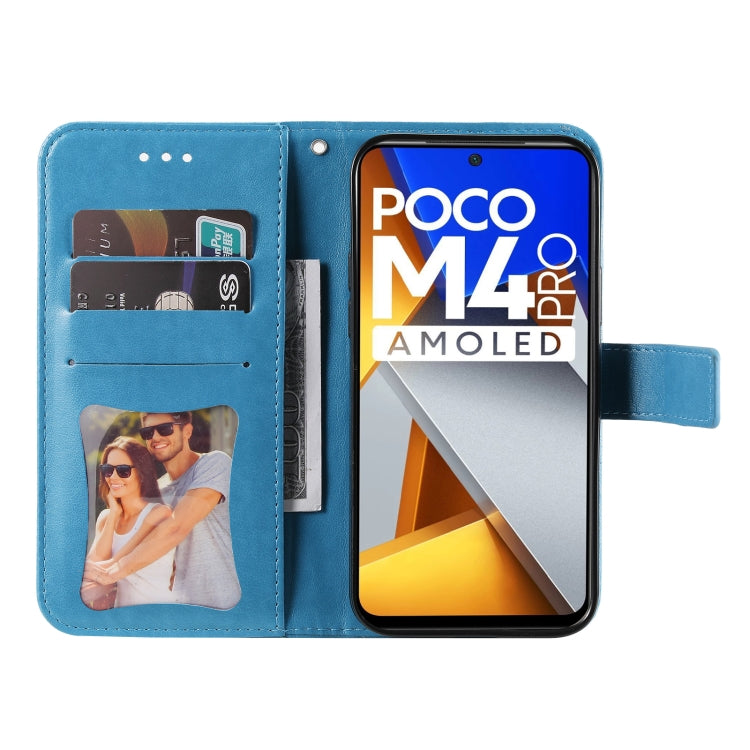 For Xiaomi Poco M4 Pro 4G 7-petal Flowers Embossed Flip Leather Phone Case