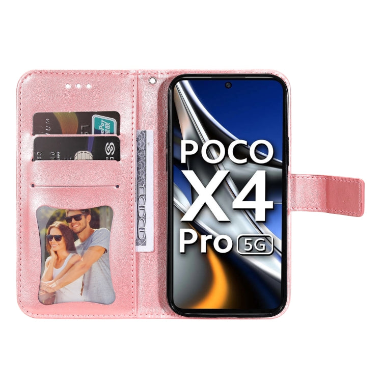 For Xiaomi Poco X4 Pro 5G 7-petal Flowers Embossed Flip Leather Phone Case