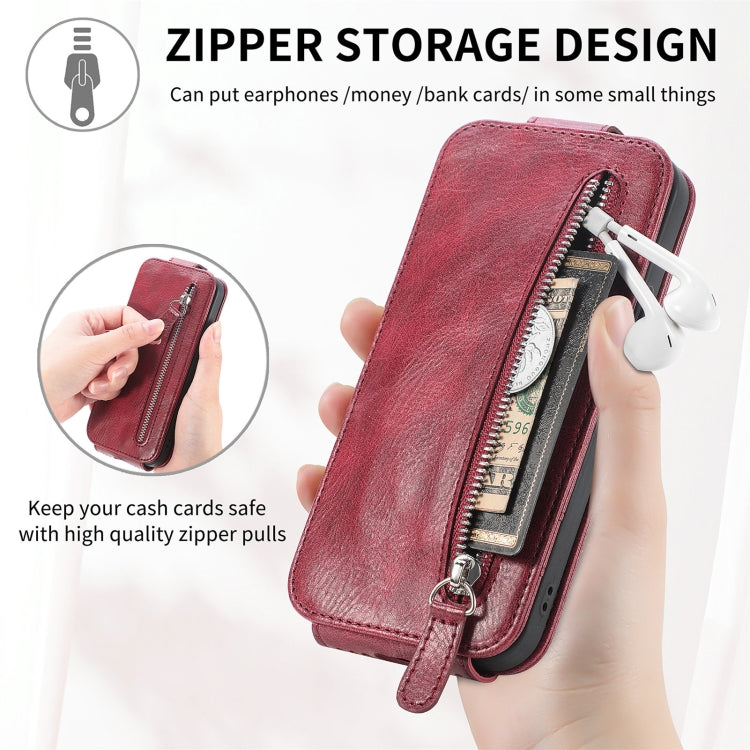 For iPhone 13 Pro Zipper Wallet Vertical Flip Leather Phone Case