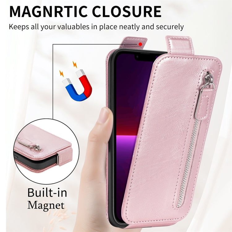For iPhone 13 Pro Zipper Wallet Vertical Flip Leather Phone Case