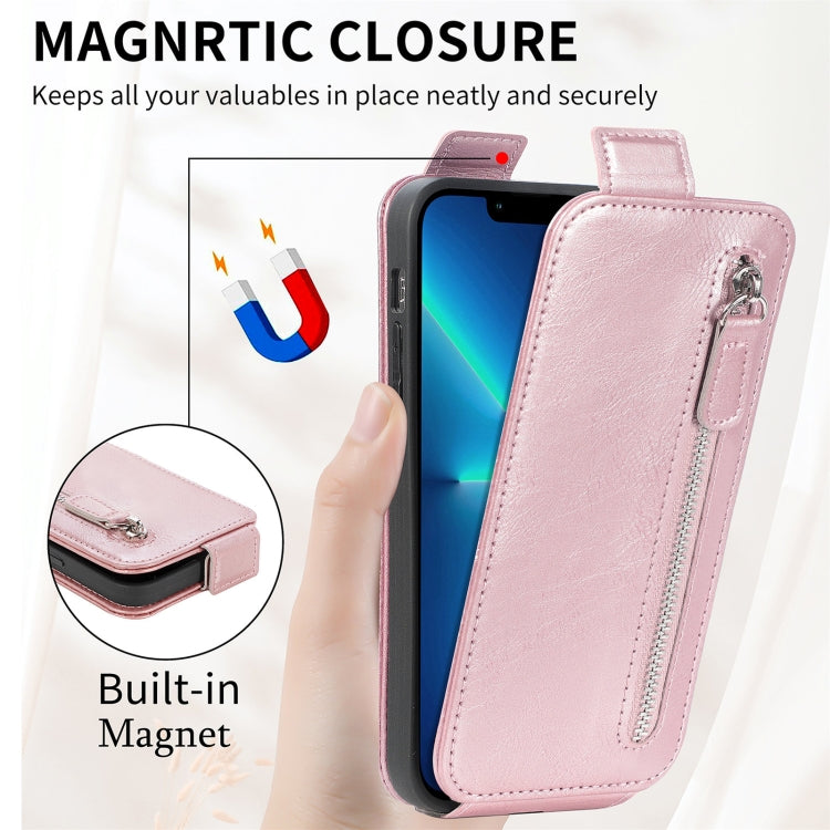 Zipper Wallet Vertical Flip Leather Phone Case For iPhone 12 / 12 Pro