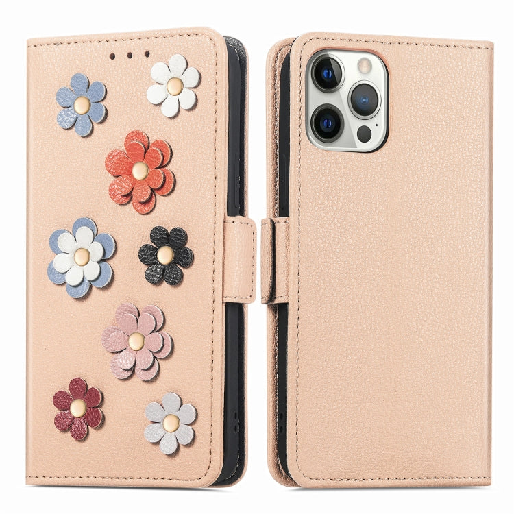 Stereoscopic Flowers Leather Phone Case For iPhone 12 / 12 Pro