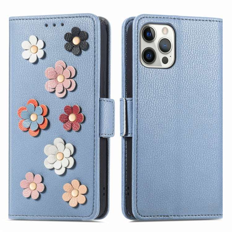 Stereoscopic Flowers Leather Phone Case For iPhone 12 / 12 Pro
